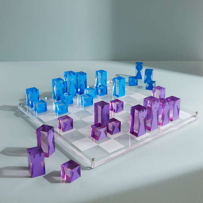 Acrylic Chess Set, Blue - Board Games - 4