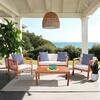 Alda Eucalyptus 4-Piece Outdoor Set, Natural/Navy Stripe - Outdoor Home - 2
