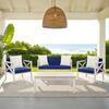 Nunzio 4-Piece Outdoor Set with Accent Pillows, White/Blue - Outdoor Home - 2
