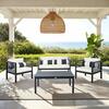 Alda Eucalyptus 4-Piece Outdoor Set, Black/Beige - Outdoor Home - 3