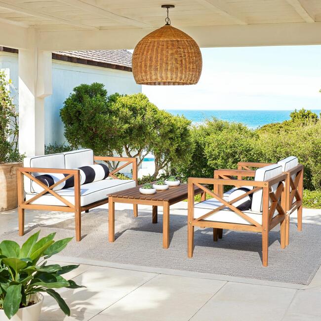 Nunzio 4-Piece Outdoor Set with Accent Pillows, Natural/Black - Outdoor Home - 3