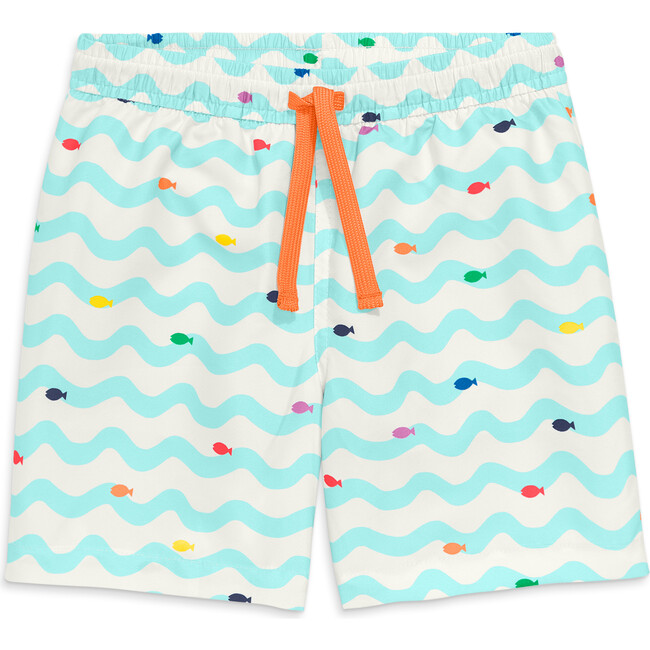 Kids Swim Trunk In Rainbow Fish, Mist Rainbow Swimming Fish