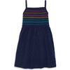 Kids Smocked Tank Dress In Navy Rainbow, Navy - Dresses - 1 - thumbnail