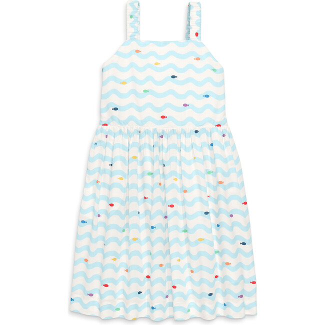 Kids Woven Tank Sundress In Rainbow Fish, Saltwater Rainbow Swimming Fish