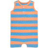 Baby Heathered Henley Shortie In Stripe, Goldfish Cornflower Stripe - Rompers - 1 - thumbnail