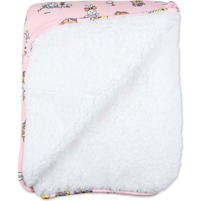 Easter Bunny Pink Bamboo Sherpa Blanket, Pink - Blankets - 2