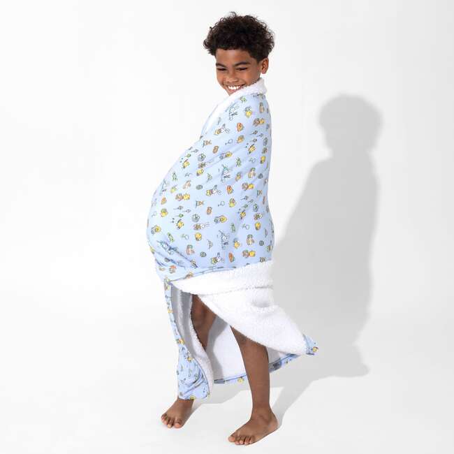 Easter Bunny Blue Bamboo Sherpa Blanket, Blue - Blankets - 3