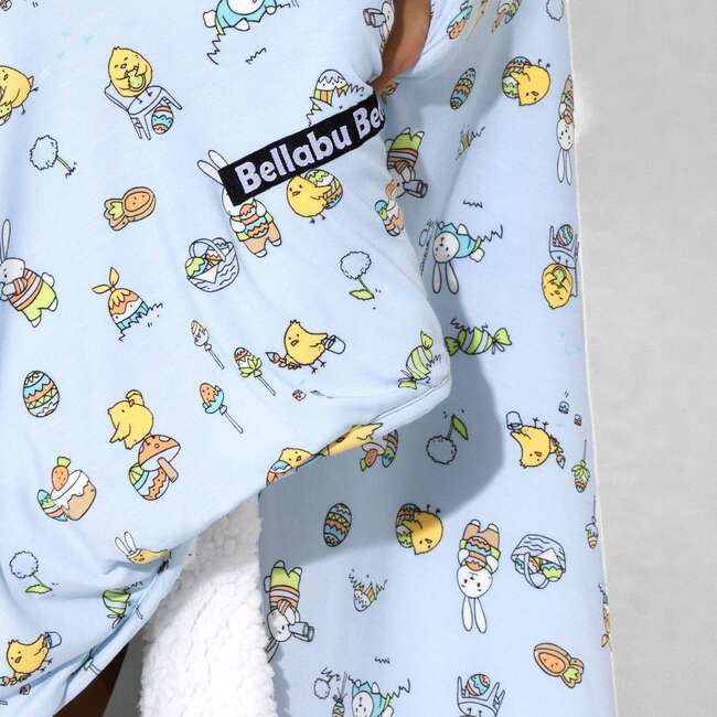 Easter Bunny Blue Bamboo Sherpa Blanket, Blue - Blankets - 4