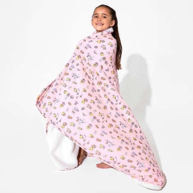 Easter Bunny Pink Bamboo Sherpa Blanket, Pink - Blankets - 4