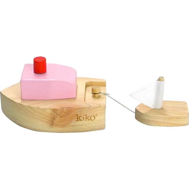 Ofune wind-up wooden boat, pink