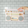 retro wooden boombox tape recorder, pink - Blocks - 2