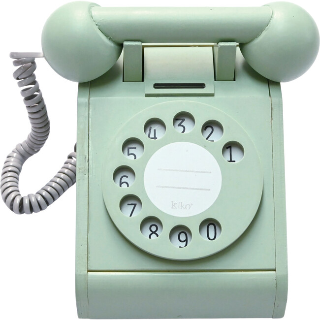 retro wooden play telephone, mint