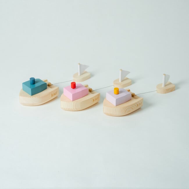 Ofune wind-up wooden boat, pink - Blocks - 2