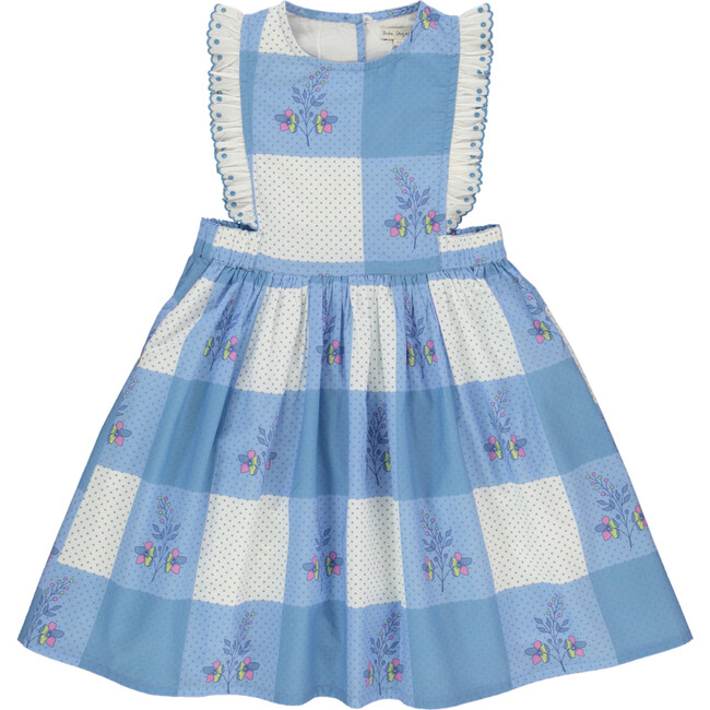 Elsa Apron Dress, Atlantic Floral Dot