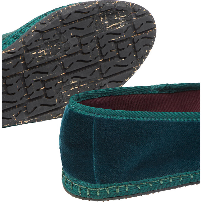 Women's Bernarda Piped Velvet Slip-On Shoes, Petrol Green - Slip Ons - 3