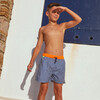 Meno Fluorescent Waist Print Swim Trunk, Blue Olympe - Swim Trunks - 2