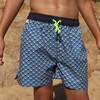 Meno Fluorescent Waist Print Swim Trunk, Blue Kyoto - Swim Trunks - 2