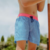 Meno Fluorescent Waist Print Swim Trunk, Blue Sintra - Swim Trunks - 2