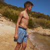 Meno Fluorescent Waist Print Swim Trunk, Blue Kyoto - Swim Trunks - 3