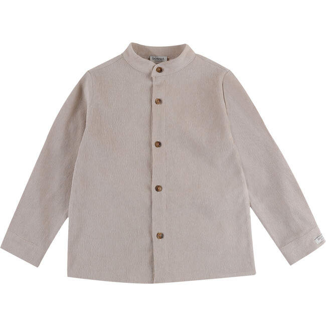 Nitou Classic Collar Long Sleeve Front Button Shirt, Soft Taupe