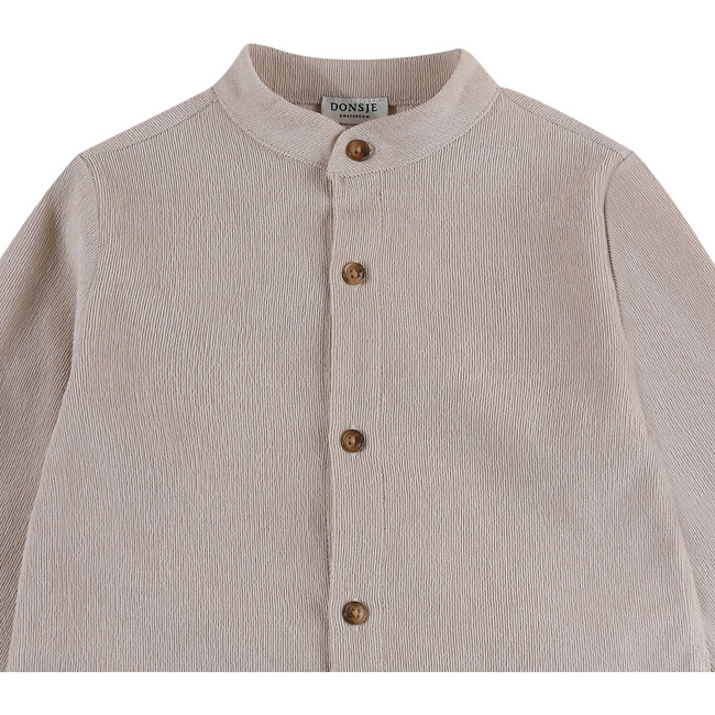 Nitou Classic Collar Long Sleeve Front Button Shirt, Soft Taupe - Shirts - 3