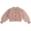 Zinne Wave Knit Blouson Sleeve Cardigan, Cloudy Rose - Cardigans - 1 - thumbnail