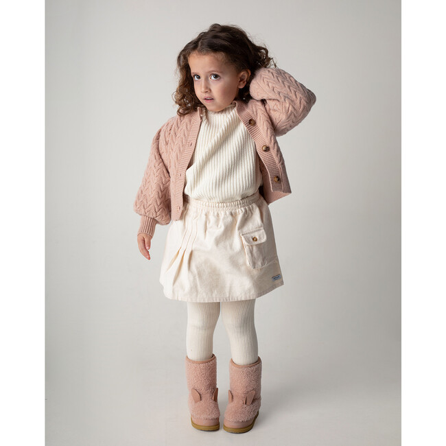 Zinne Wave Knit Blouson Sleeve Cardigan, Cloudy Rose - Cardigans - 2