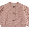 Zinne Wave Knit Blouson Sleeve Cardigan, Cloudy Rose - Cardigans - 3