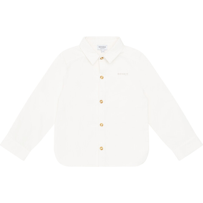 Bellare Classic Collar Long Sleeve Front Button Shirt, Off-White