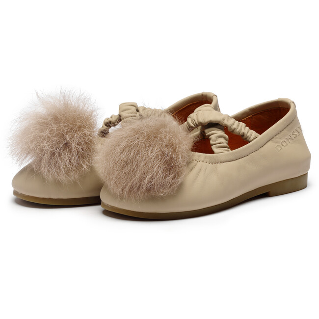 Izebella Sheep Leather Elastic Strap Ballerinas, Ivory