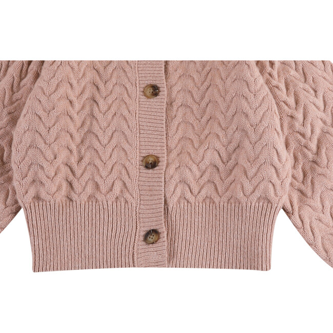 Zinne Wave Knit Blouson Sleeve Cardigan, Cloudy Rose - Cardigans - 4