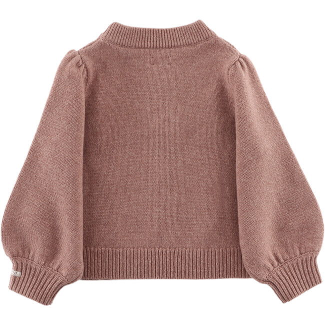 Niena Merino Wool Braided Knit Bishop Sleeve Sweater, Plum Melange - Sweaters - 3