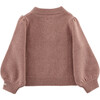 Niena Merino Wool Braided Knit Bishop Sleeve Sweater, Plum Melange - Sweaters - 3
