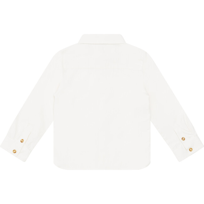 Bellare Classic Collar Long Sleeve Front Button Shirt, Off-White - Shirts - 3