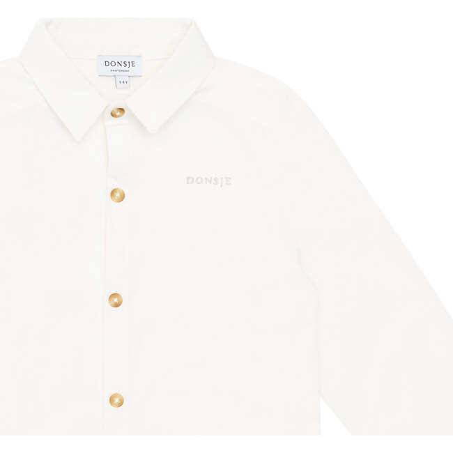 Bellare Classic Collar Long Sleeve Front Button Shirt, Off-White - Shirts - 4