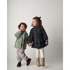 Dizze High Ruffle Collar Blouson Sleeve Blouse, Cloudy Grey - Blouses - 2