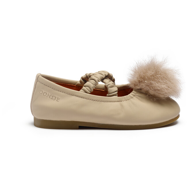 Izebella Sheep Leather Elastic Strap Ballerinas, Ivory - Mary Janes - 4