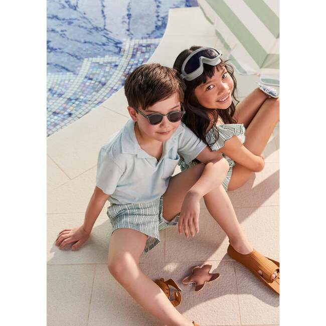 Boy's Swim Shorts, Green Stripes - Swim Trunks - 2