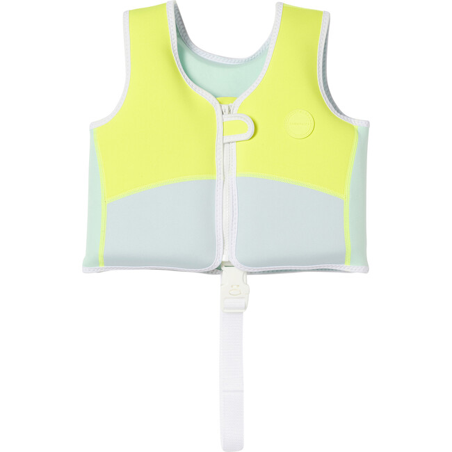 Swim Vest: 2/3 - Salty The Shark, Aqua Neon Yellow