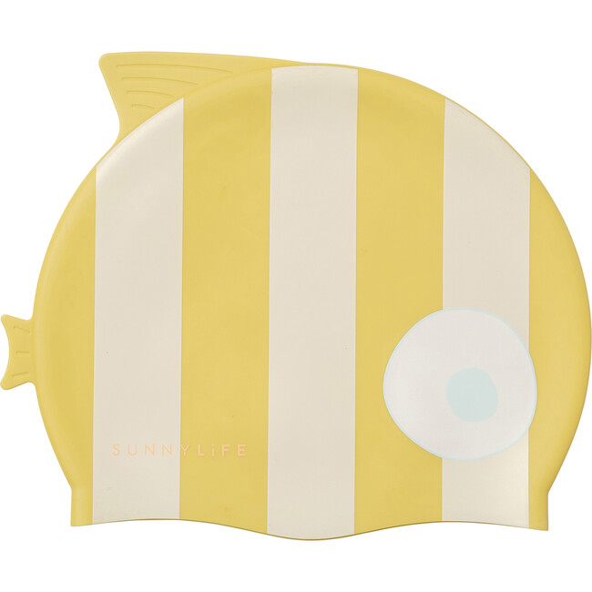 Swim Cap: Finn the Fish, Mustard Stripe