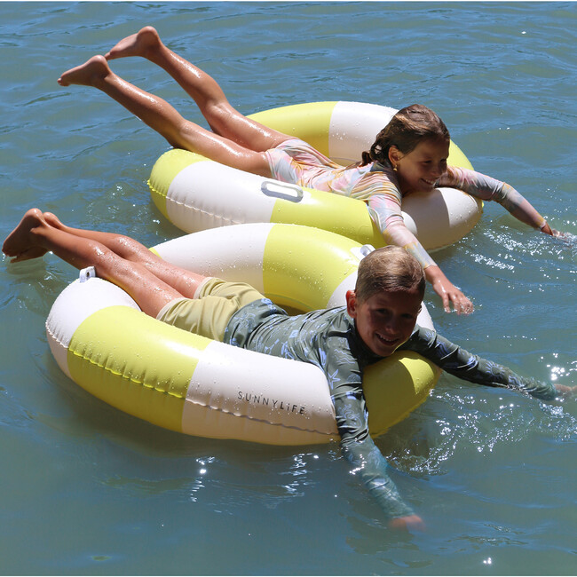 Slim Tube Pool Ring: Tides Out, Neon Yellow Stripe Citrus - Pool Floats - 3