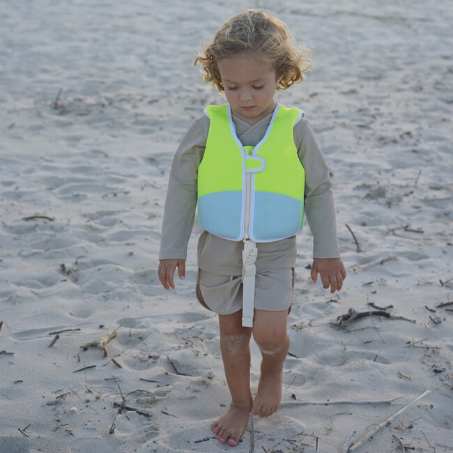 Swim Vest: 2/3 - Salty The Shark, Aqua Neon Yellow - Pool Floats - 4
