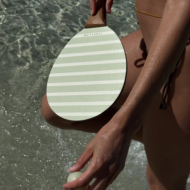 Vintage Beach Paddles: La Palma, Sage Stripe - Outdoor Games - 4