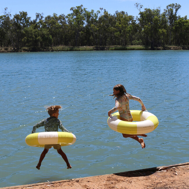 Slim Tube Pool Ring: Tides Out, Neon Yellow Stripe Citrus - Pool Floats - 5