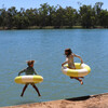 Slim Tube Pool Ring: Tides Out, Neon Yellow Stripe Citrus - Pool Floats - 5