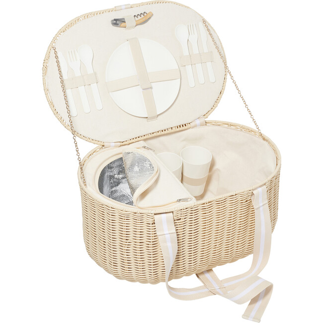 Large Picnic Basket: Le Weekend Natural, Beige - Baskets & Bins - 2