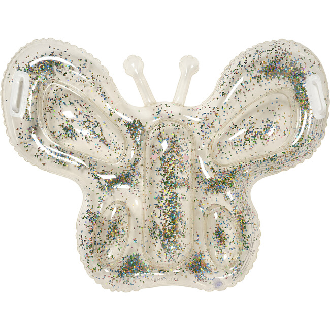 Kids Lie-On Float: Butterfly Cotton Candy, Clear Glitter
