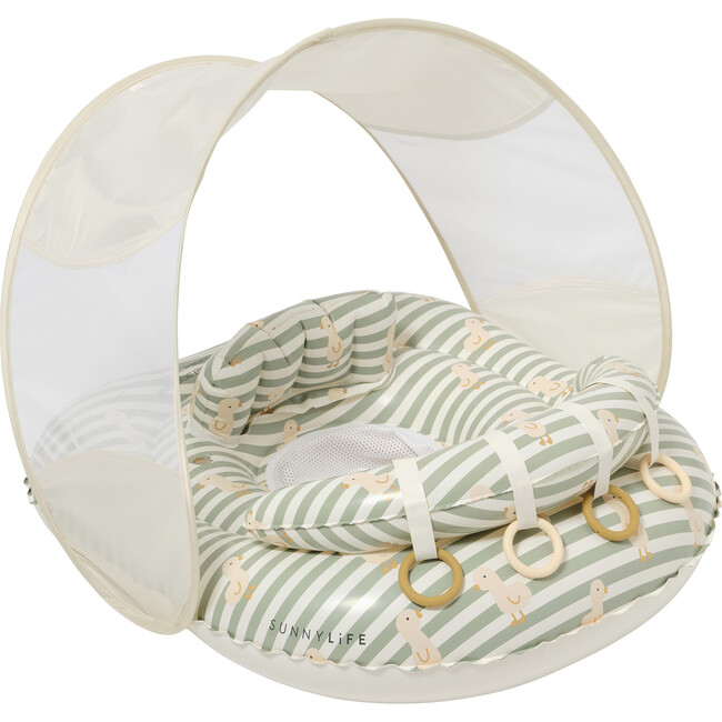 Interactive Baby Float: Duck, Sage Stripe
