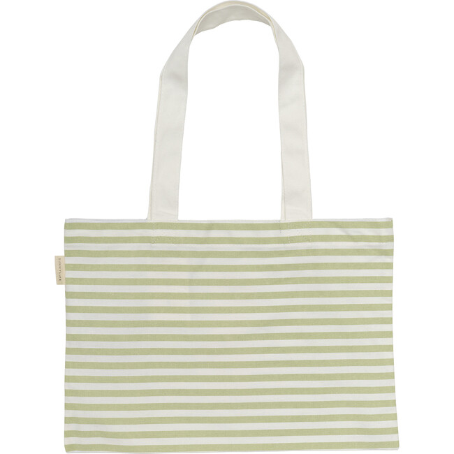 Kids Canvas Beach Bag: Duck, Sage Stripe - Bags - 4