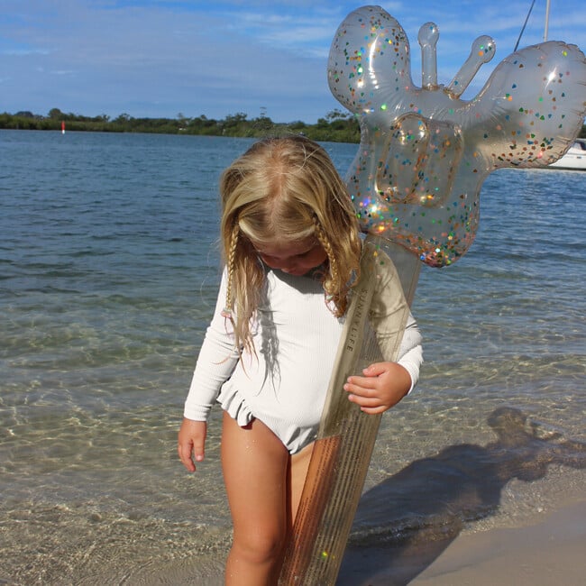 Inflatable Noodle: Cotton Candy- 2pk, Clear Glitter - Pool Floats - 3